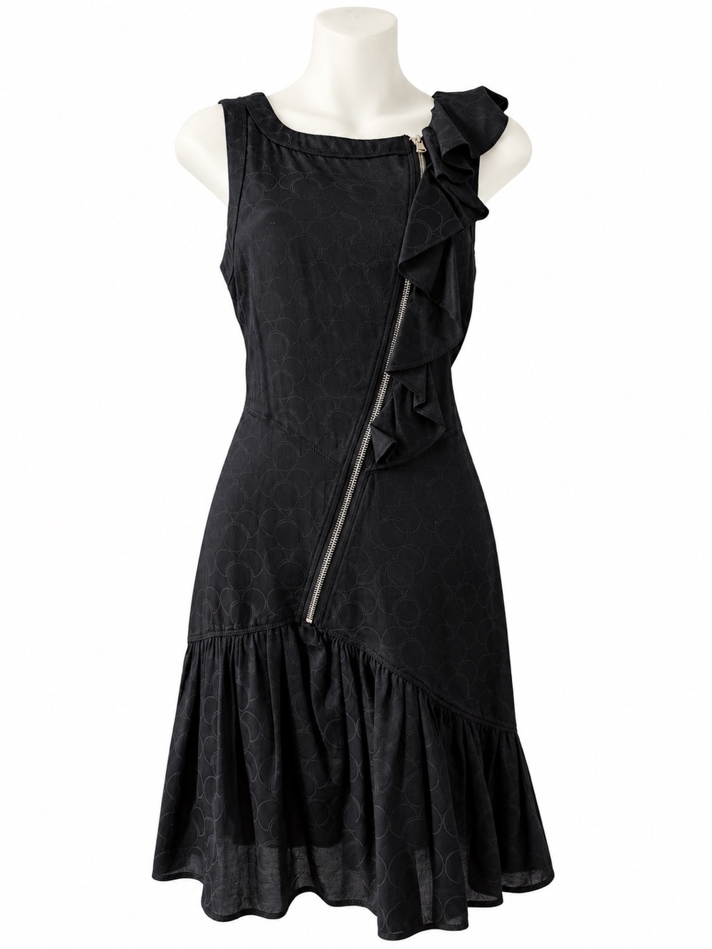 Marc by Marc Jacobs Black Asymmetrical Zip Ruffle Dress Size 4